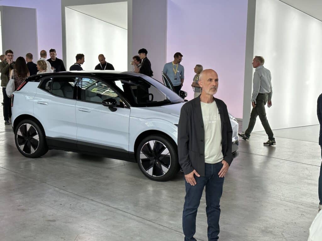 Volvo CEO Rowan with EX30 in Milan 2023