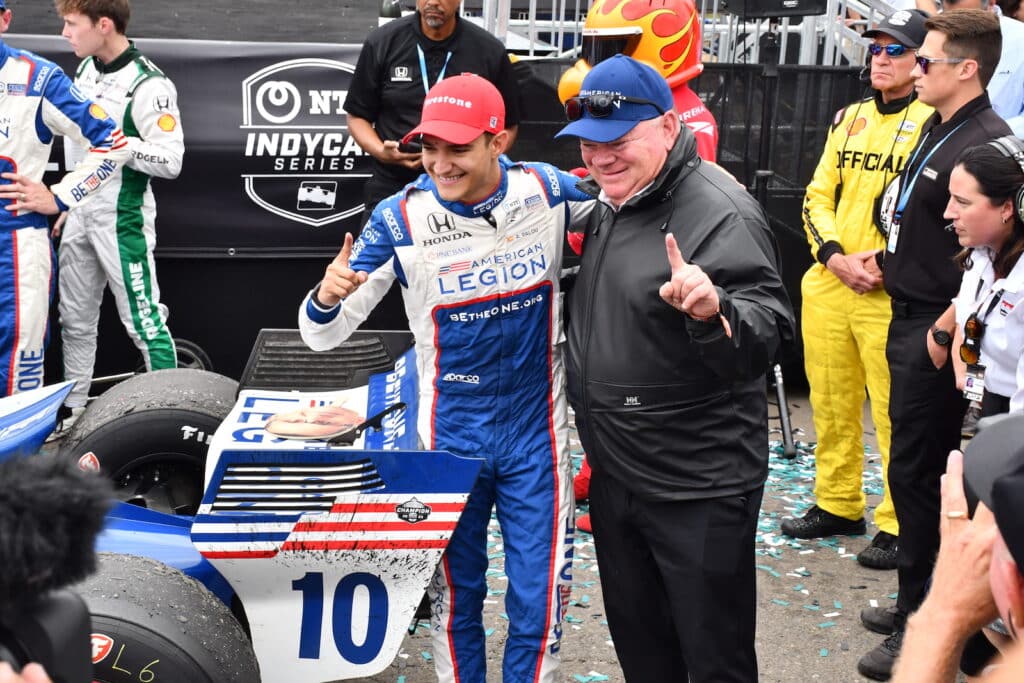 Palou and Chip Ganassi put championship sticker on the car